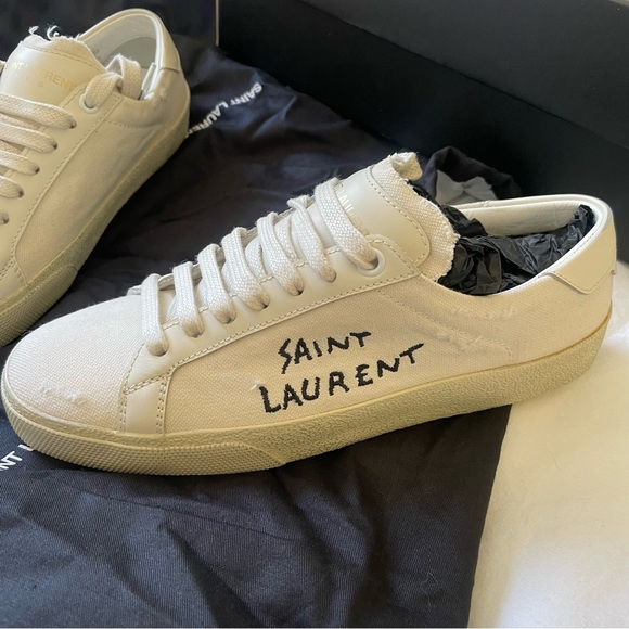 YSL Saint Laurent Court Classic Embroidered Sneakers - Picture 6 of 11